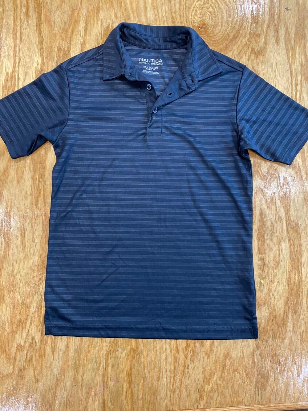 Nautica School Uniform Polo Shirt Boys M (10/12) Blue Striped Short Sleeve B62
